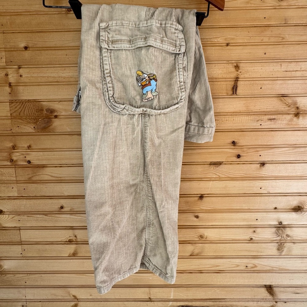 Corduroy Cargo Pants Seven Dwarfs Patches Wide Leg 32” W x 29” L